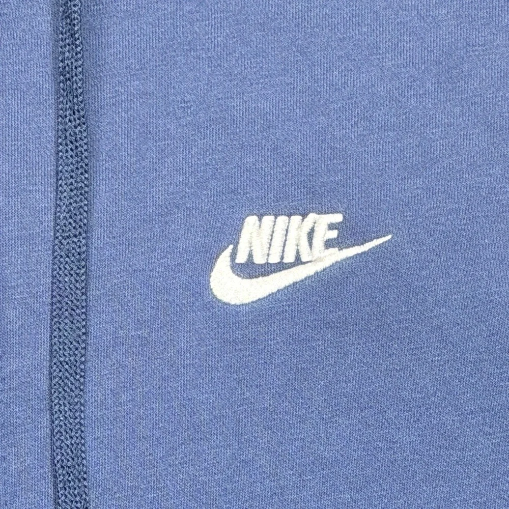 Nike Club Full Zip Hoodie Mens Small Blue Embroidered Logo Fleece‎ Sweatshirt